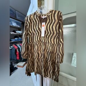 Jude Connally Monaco Gold Painted Dress. NWT Size M